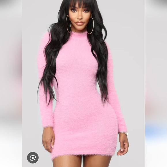 Fashion Nova Pink Fuzzy Midi Dress - Picture 3 of 8
